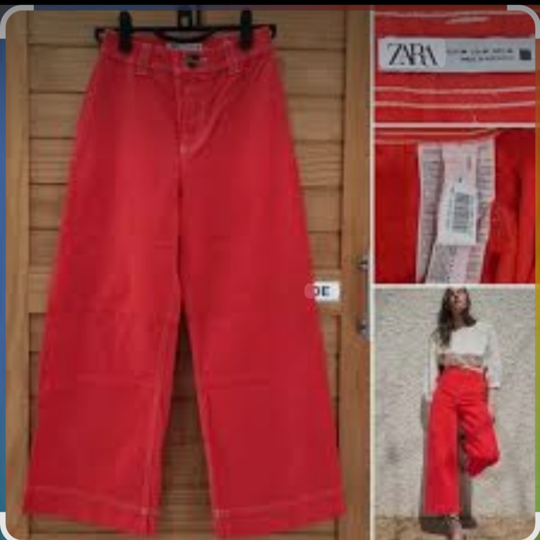 Joli pantalon large ZARA taille 32 rouge corail presk neuf très peu porté
