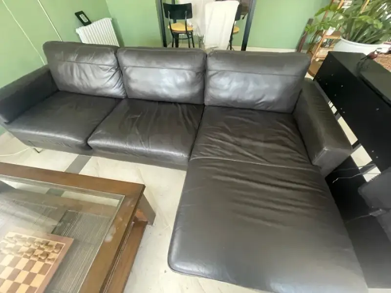 Canapé d'angle cuir véritable – Peu utilisé